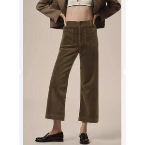 $138 Maeve by Anthropologie The Colette Corduroy green pants 28P M EUC
